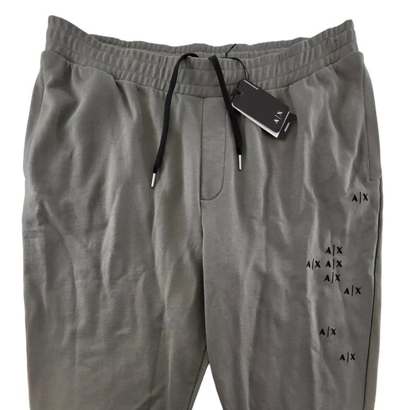 A|X ARMANI EXCHANGE Mens 2XL Falling Logo Jogger Track Pants Pewter Gray Trouser - Picture 4 of 10